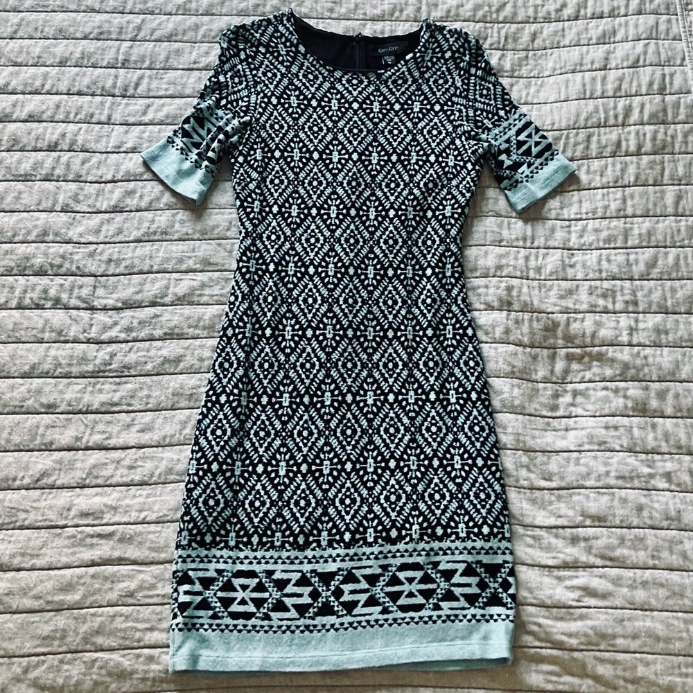 Black & Blue Aztec Pencil Dress